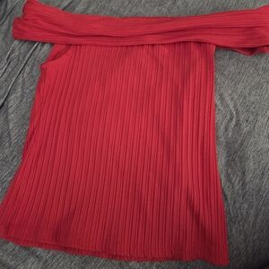 Madewell Ribbed Off-Shoulder Top in Red. New With Tags.